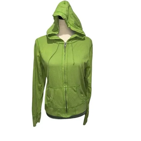 American Eagle Solid Green Women's Hoodie pockets cozy light weight 2000’s L - Picture 7 of 12